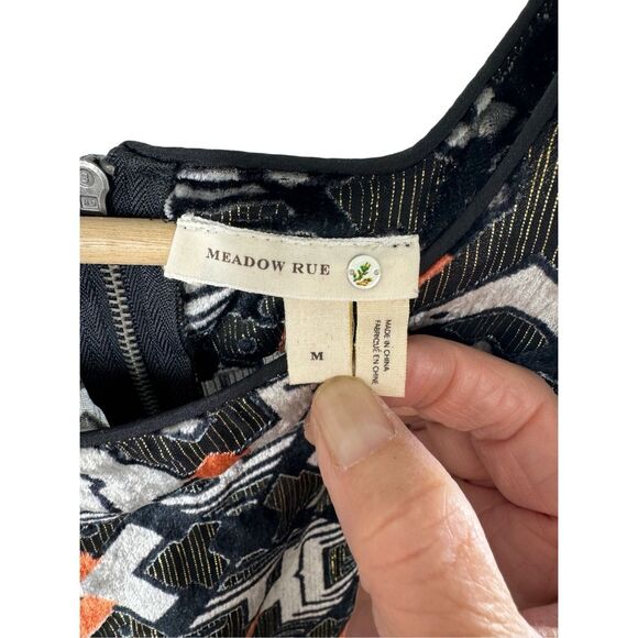 Meadow Rue Anthropologie Velvet Mettalic Tank Top Sleeveless Black Size Medium - Picture 2 of 9